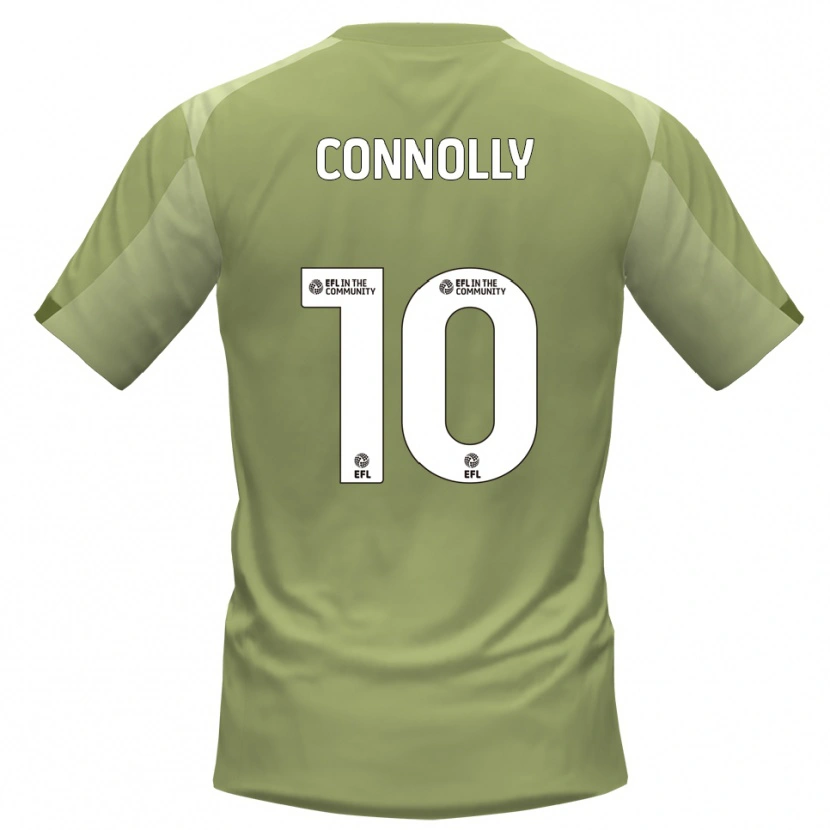 Danxen Børn Aaron Connolly #10 Salvie Champagne Udebane Spillertrøjer 2025/26 Trøje T-Shirt