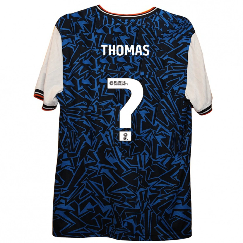 Danxen Børn Lucas Thomas #0 Blå Sort Hvid Udebane Spillertrøjer 2025/26 Trøje T-Shirt