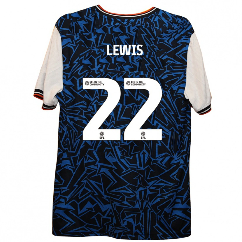 Danxen Børn Shanice Lewis #22 Blå Sort Hvid Udebane Spillertrøjer 2025/26 Trøje T-Shirt