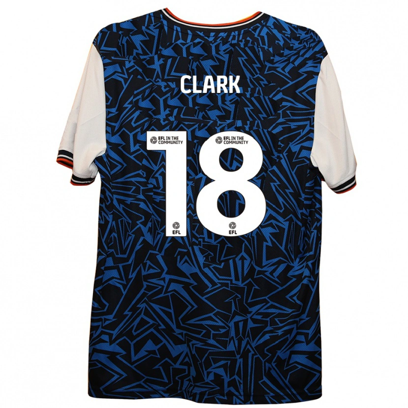 Danxen Børn Jordan Clark #18 Blå Sort Hvid Udebane Spillertrøjer 2025/26 Trøje T-Shirt