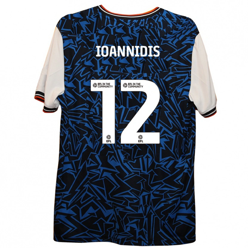 Danxen Børn Zacharias Ioannidis #12 Blå Sort Hvid Udebane Spillertrøjer 2025/26 Trøje T-Shirt
