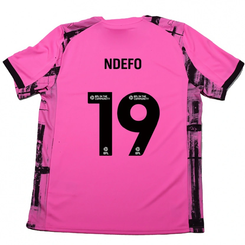 Danxen Børn Ona Ndefo #19 Rose Rød Sort Udebane Spillertrøjer 2025/26 Trøje T-Shirt