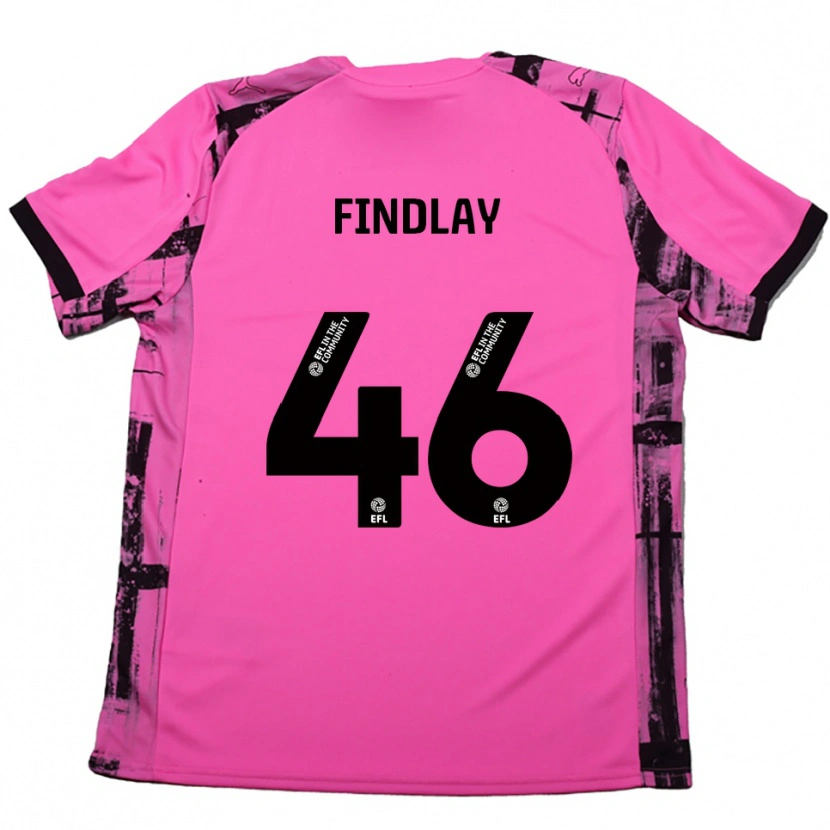 Danxen Børn Freddie Findlay #46 Rose Rød Sort Udebane Spillertrøjer 2025/26 Trøje T-Shirt