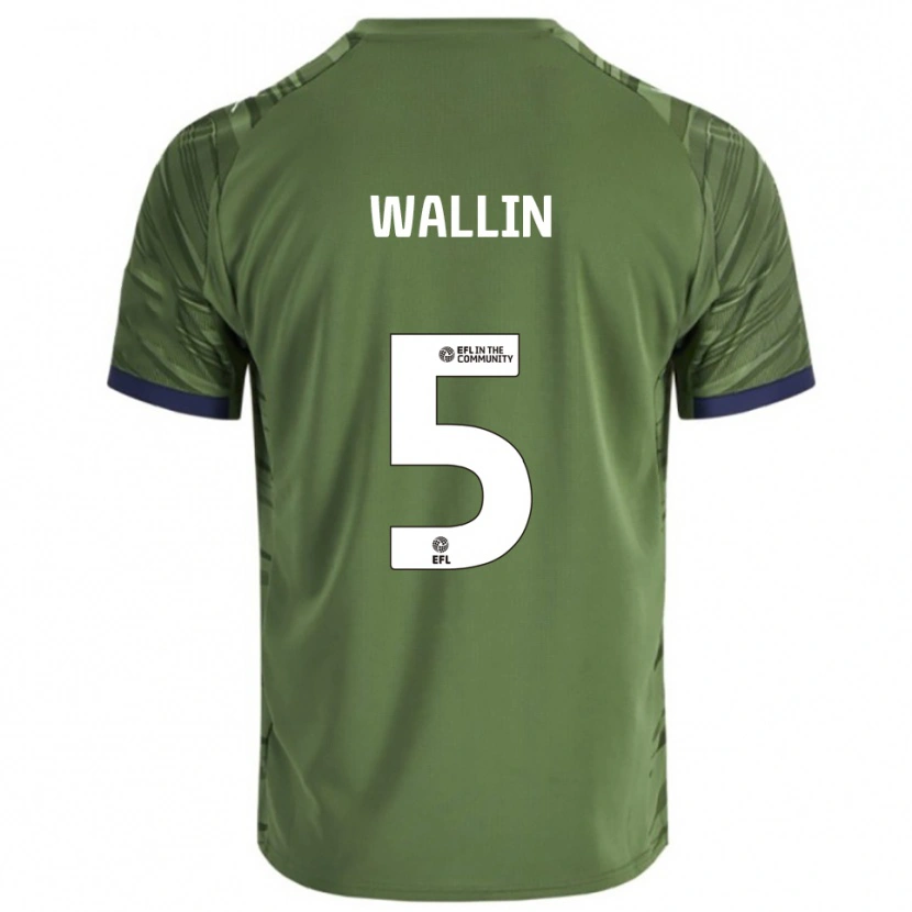 Danxen Børn Oscar Wallin #5 Grøn Hvid Udebane Spillertrøjer 2025/26 Trøje T-Shirt