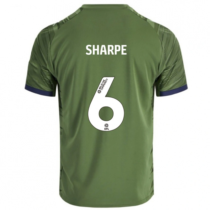 Danxen Børn Emily Sharpe #6 Grøn Hvid Udebane Spillertrøjer 2025/26 Trøje T-Shirt