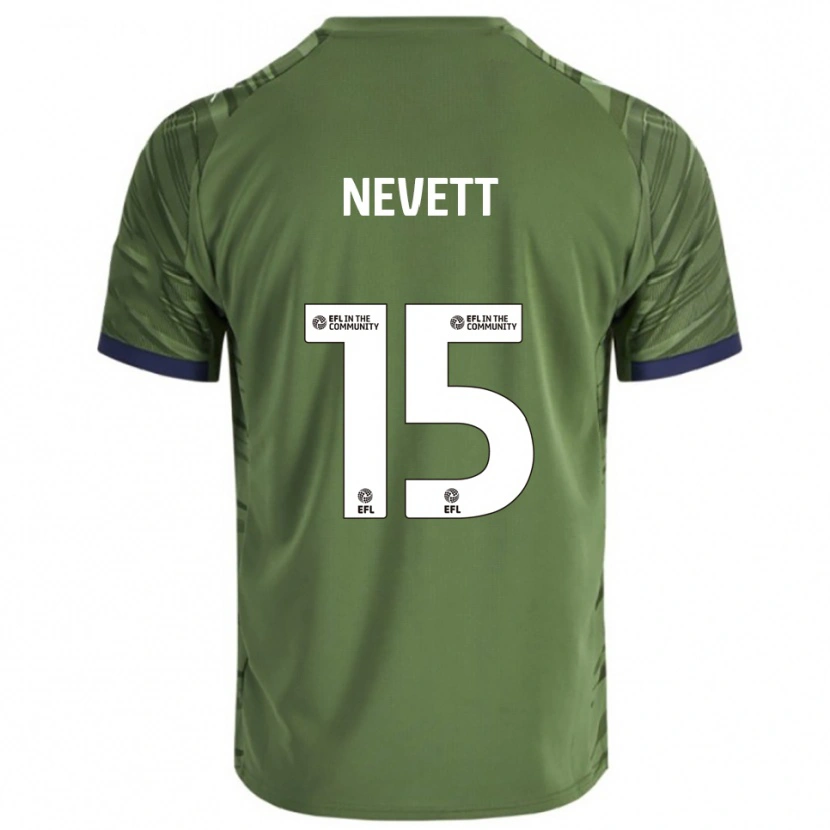 Danxen Børn George Nevett #15 Grøn Hvid Udebane Spillertrøjer 2025/26 Trøje T-Shirt