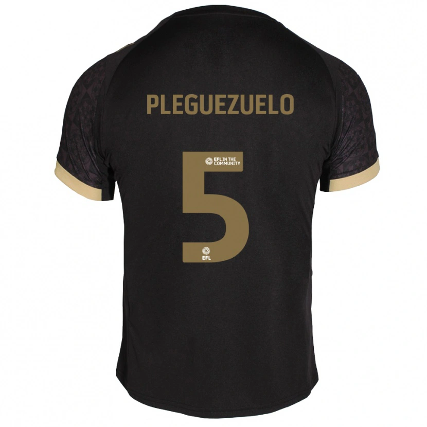 Danxen Børn Julio Pleguezuelo #5 Sort Guld Udebane Spillertrøjer 2025/26 Trøje T-Shirt