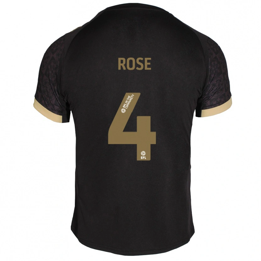 Danxen Børn Jemma Rose #4 Sort Guld Udebane Spillertrøjer 2025/26 Trøje T-Shirt