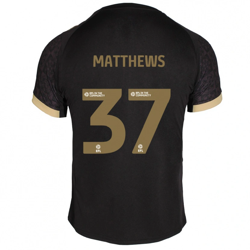 Danxen Børn Jack Matthews #37 Sort Guld Udebane Spillertrøjer 2025/26 Trøje T-Shirt