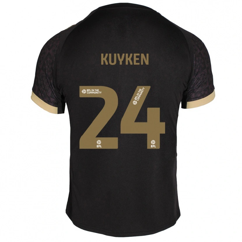 Danxen Børn Ava Kuyken #24 Sort Guld Udebane Spillertrøjer 2025/26 Trøje T-Shirt