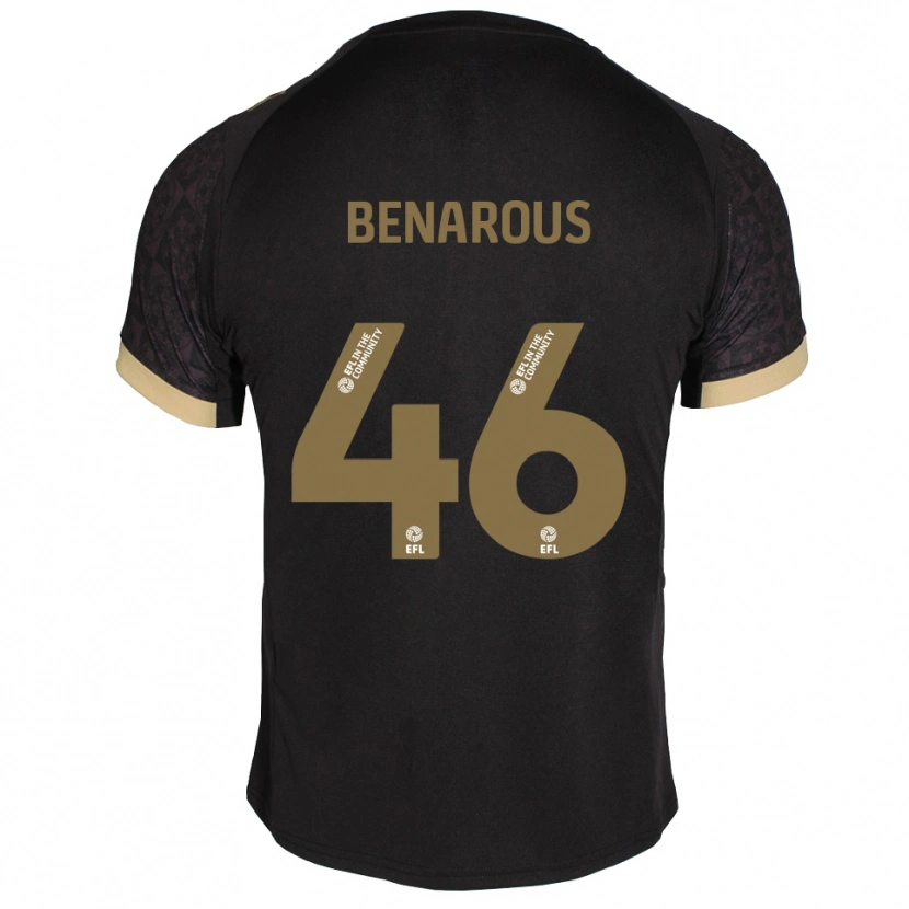 Danxen Børn Ayman Benarous #46 Sort Guld Udebane Spillertrøjer 2025/26 Trøje T-Shirt