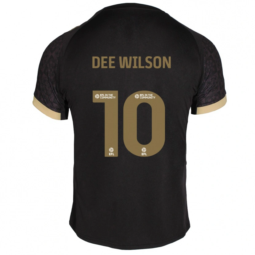 Danxen Børn Georgia Dee Wilson #10 Sort Guld Udebane Spillertrøjer 2025/26 Trøje T-Shirt