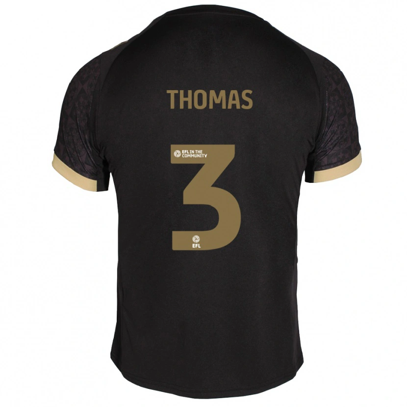 Danxen Børn Roxylea Thomas #3 Sort Guld Udebane Spillertrøjer 2025/26 Trøje T-Shirt