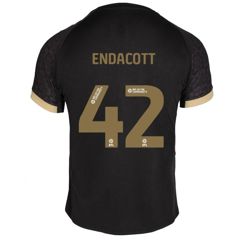 Danxen Børn Jack Endacott #42 Sort Guld Udebane Spillertrøjer 2025/26 Trøje T-Shirt