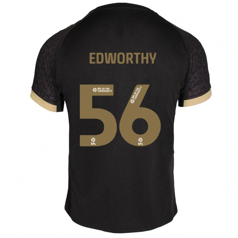Danxen Børn Kieran Edworthy #56 Sort Guld Udebane Spillertrøjer 2025/26 Trøje T-Shirt