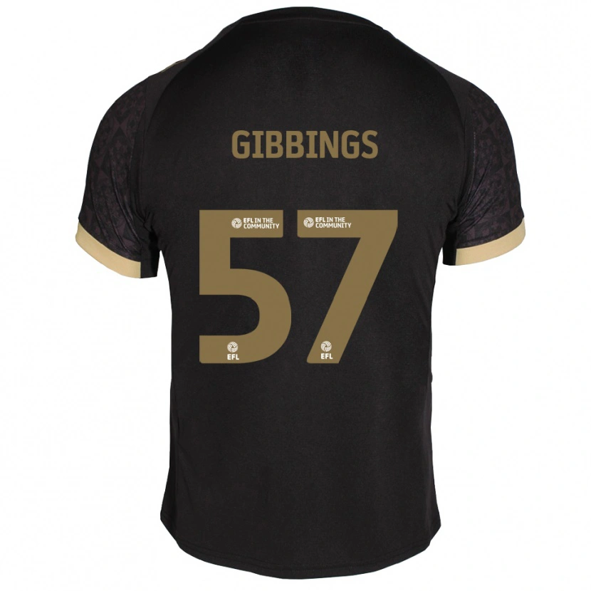 Danxen Børn Cole Gibbings #57 Sort Guld Udebane Spillertrøjer 2025/26 Trøje T-Shirt