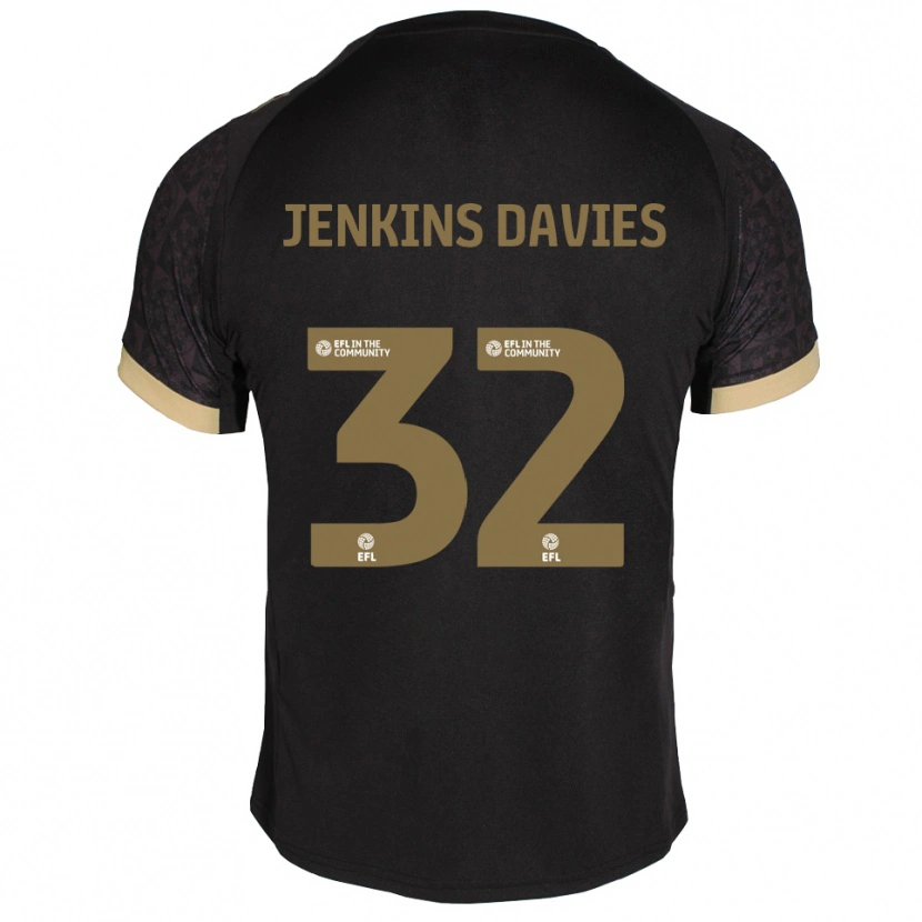 Danxen Børn Will Jenkins-Davies #32 Sort Guld Udebane Spillertrøjer 2025/26 Trøje T-Shirt