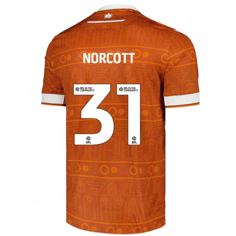 Danxen Børn Tom Norcott #31 Orange Hvid Udebane Spillertrøjer 2025/26 Trøje T-Shirt