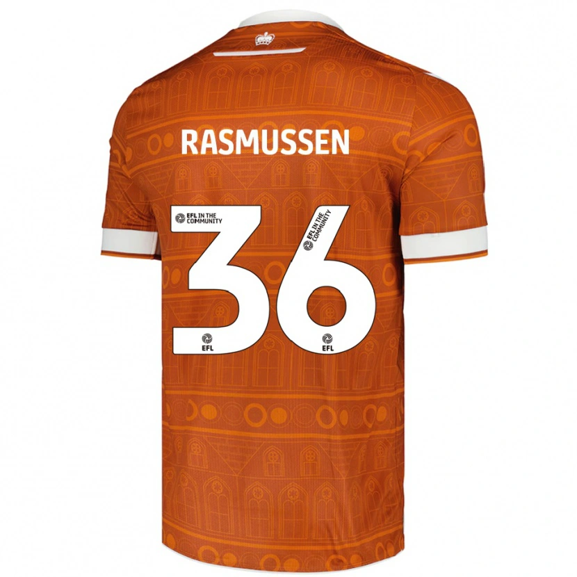 Danxen Børn Tash Rasmussen #36 Orange Hvid Udebane Spillertrøjer 2025/26 Trøje T-Shirt