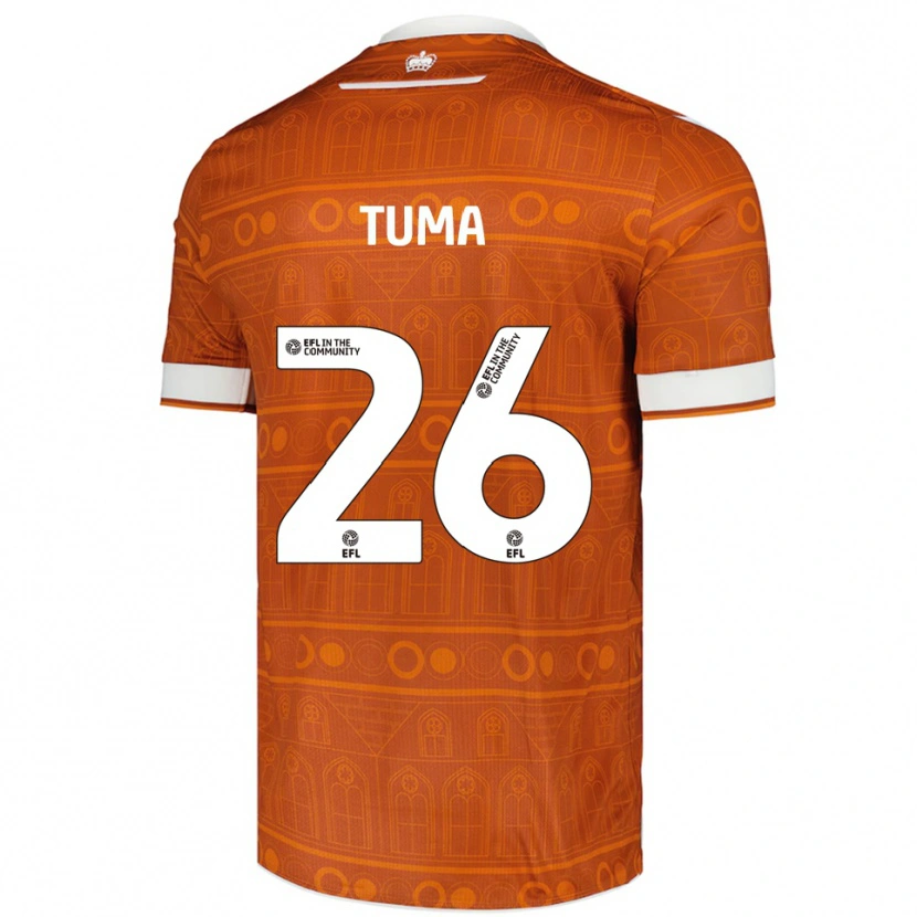 Danxen Børn Basil Tuma #26 Orange Hvid Udebane Spillertrøjer 2025/26 Trøje T-Shirt
