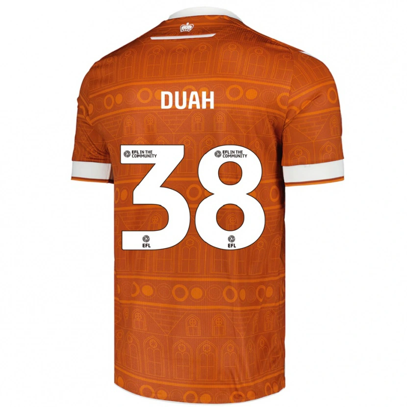 Danxen Børn Philip Duah #38 Orange Hvid Udebane Spillertrøjer 2025/26 Trøje T-Shirt