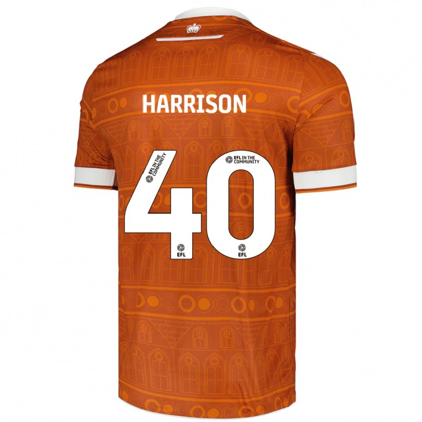 Danxen Børn Sam Harrison #40 Orange Hvid Udebane Spillertrøjer 2025/26 Trøje T-Shirt