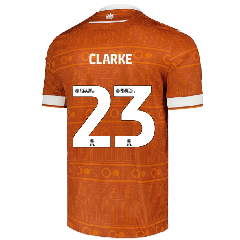 Danxen Børn John Clarke #23 Orange Hvid Udebane Spillertrøjer 2025/26 Trøje T-Shirt