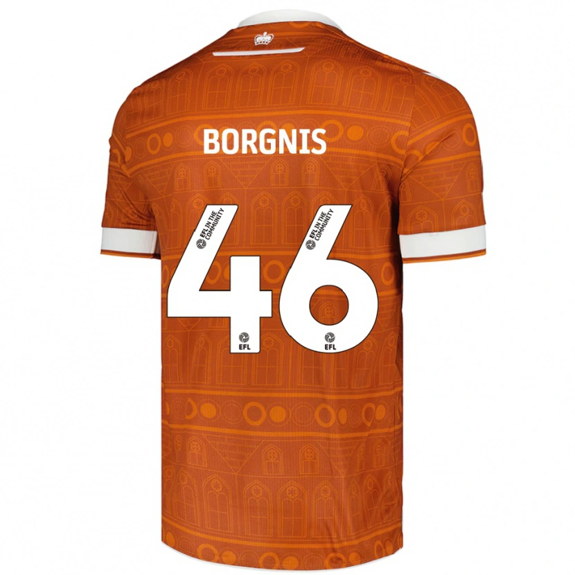 Danxen Børn Jacob Borgnis #46 Orange Hvid Udebane Spillertrøjer 2025/26 Trøje T-Shirt
