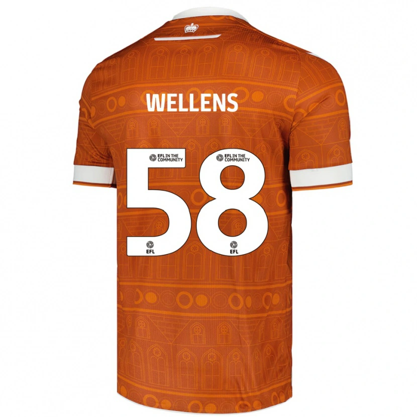 Danxen Børn Charlie Wellens #58 Orange Hvid Udebane Spillertrøjer 2025/26 Trøje T-Shirt