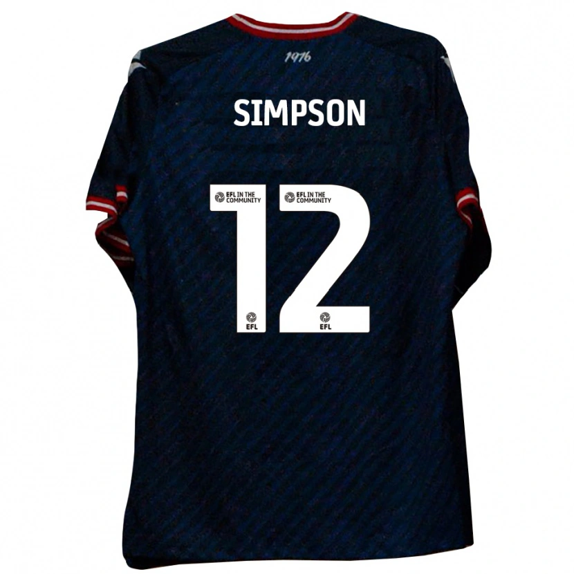 Danxen Børn Tyreece Simpson #12 Marineblå Rød Udebane Spillertrøjer 2025/26 Trøje T-Shirt