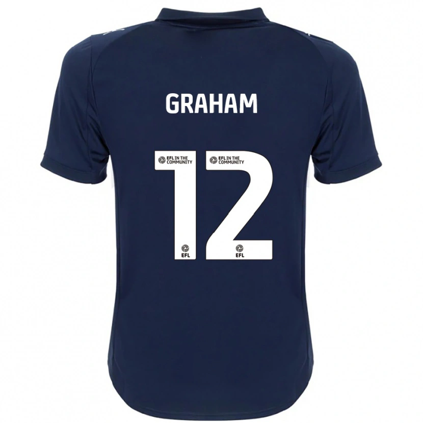 Danxen Børn Leo Graham #12 Marineblå Hvid Udebane Spillertrøjer 2025/26 Trøje T-Shirt