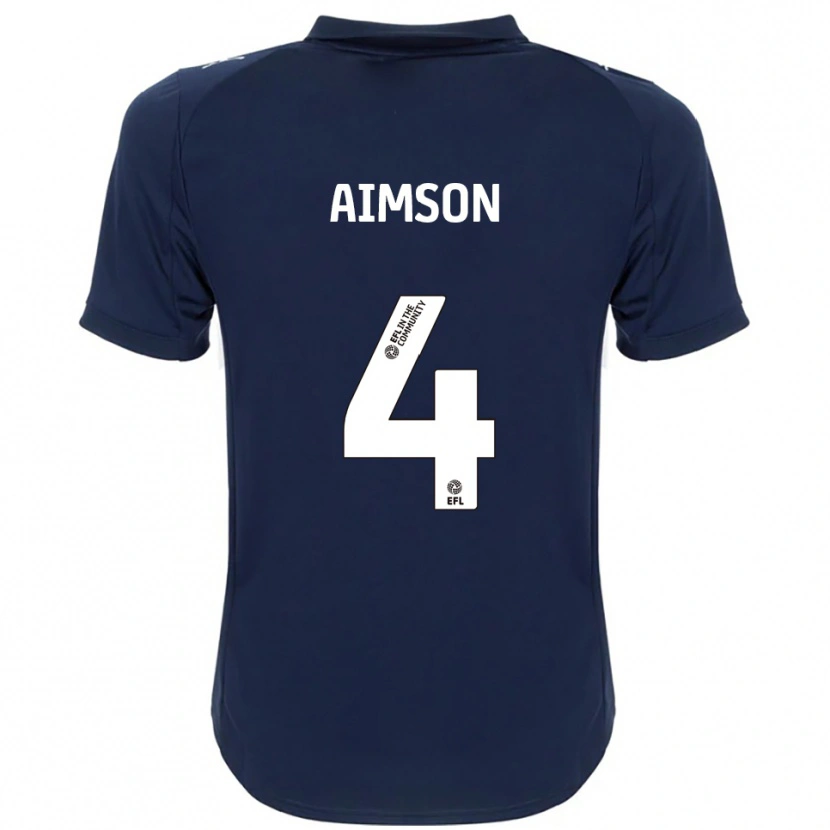 Danxen Børn Will Aimson #4 Marineblå Hvid Udebane Spillertrøjer 2025/26 Trøje T-Shirt