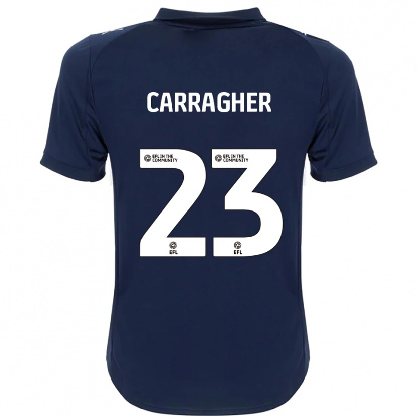 Danxen Børn James Carragher #23 Marineblå Hvid Udebane Spillertrøjer 2025/26 Trøje T-Shirt