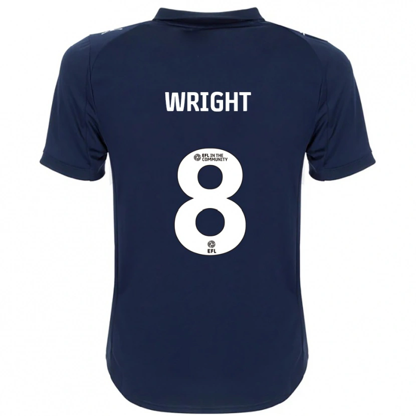 Danxen Børn Callum Wright #8 Marineblå Hvid Udebane Spillertrøjer 2025/26 Trøje T-Shirt