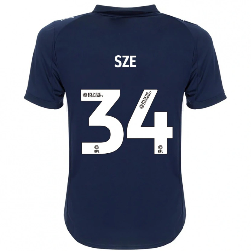 Danxen Børn Chris Sze #34 Marineblå Hvid Udebane Spillertrøjer 2025/26 Trøje T-Shirt