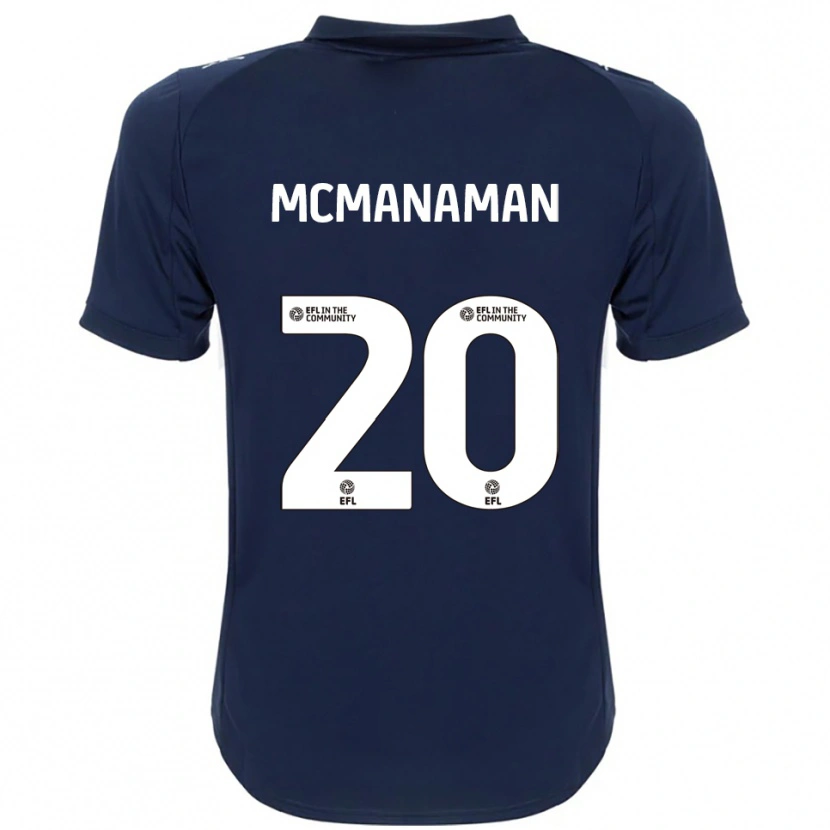 Danxen Børn Callum Mcmanaman #20 Marineblå Hvid Udebane Spillertrøjer 2025/26 Trøje T-Shirt