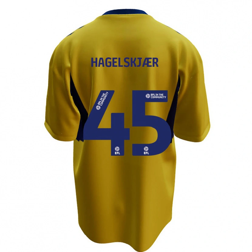 Danxen Børn Anders Hagelskjær #45 Gul Blå Udebane Spillertrøjer 2025/26 Trøje T-Shirt