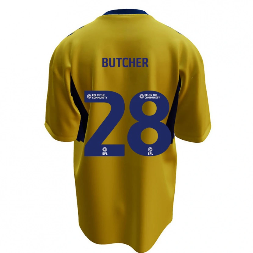 Danxen Børn Matt Butcher #28 Gul Blå Udebane Spillertrøjer 2025/26 Trøje T-Shirt