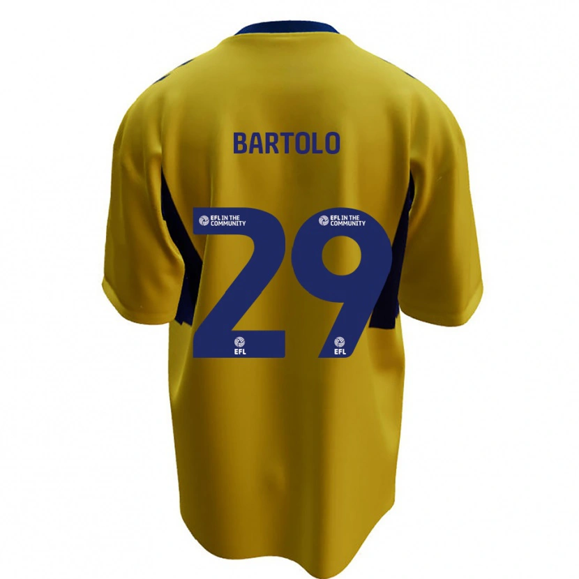 Danxen Børn Jaiden Bartolo #29 Gul Blå Udebane Spillertrøjer 2025/26 Trøje T-Shirt