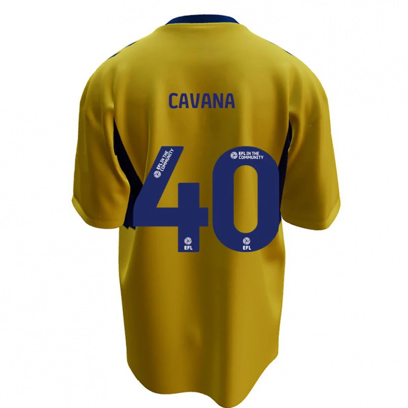 Danxen Børn Max Cavana #40 Gul Blå Udebane Spillertrøjer 2025/26 Trøje T-Shirt