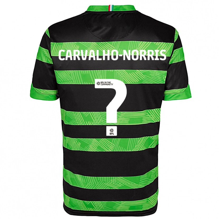 Danxen Børn Tom Carvalho-Norris #0 Sort Grøn Udebane Spillertrøjer 2025/26 Trøje T-Shirt