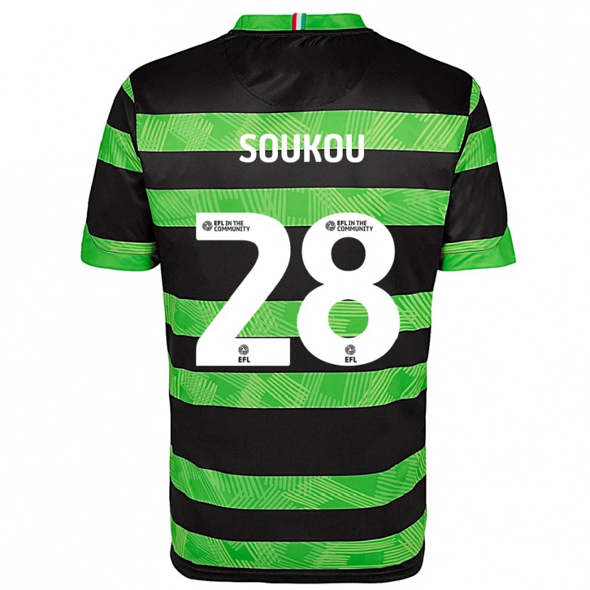 Danxen Børn Shaun Soukou #28 Sort Grøn Udebane Spillertrøjer 2025/26 Trøje T-Shirt