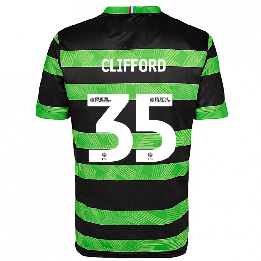 Danxen Børn Georgia Clifford #35 Sort Grøn Udebane Spillertrøjer 2025/26 Trøje T-Shirt