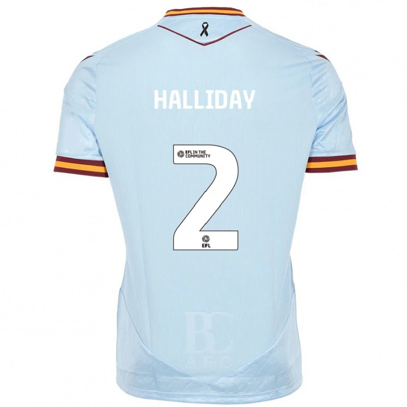 Danxen Børn Brad Halliday #2 Lyseblå Udebane Spillertrøjer 2025/26 Trøje T-Shirt