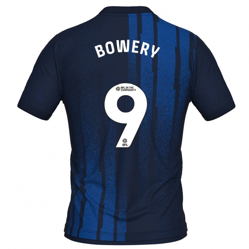 Danxen Børn Jordan Bowery #9 Marineblå Hvid Udebane Spillertrøjer 2025/26 Trøje T-Shirt