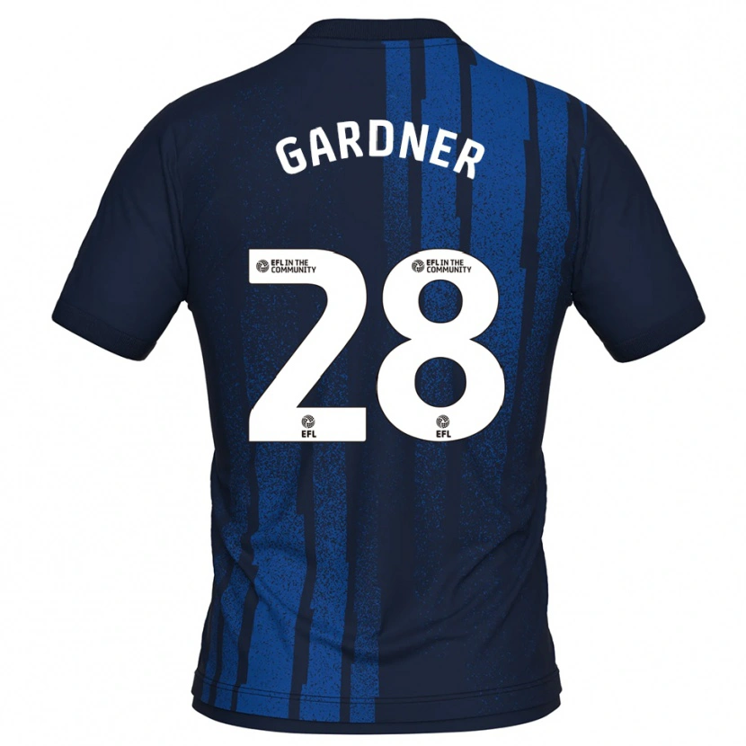 Danxen Børn Joe Gardner #28 Marineblå Hvid Udebane Spillertrøjer 2025/26 Trøje T-Shirt