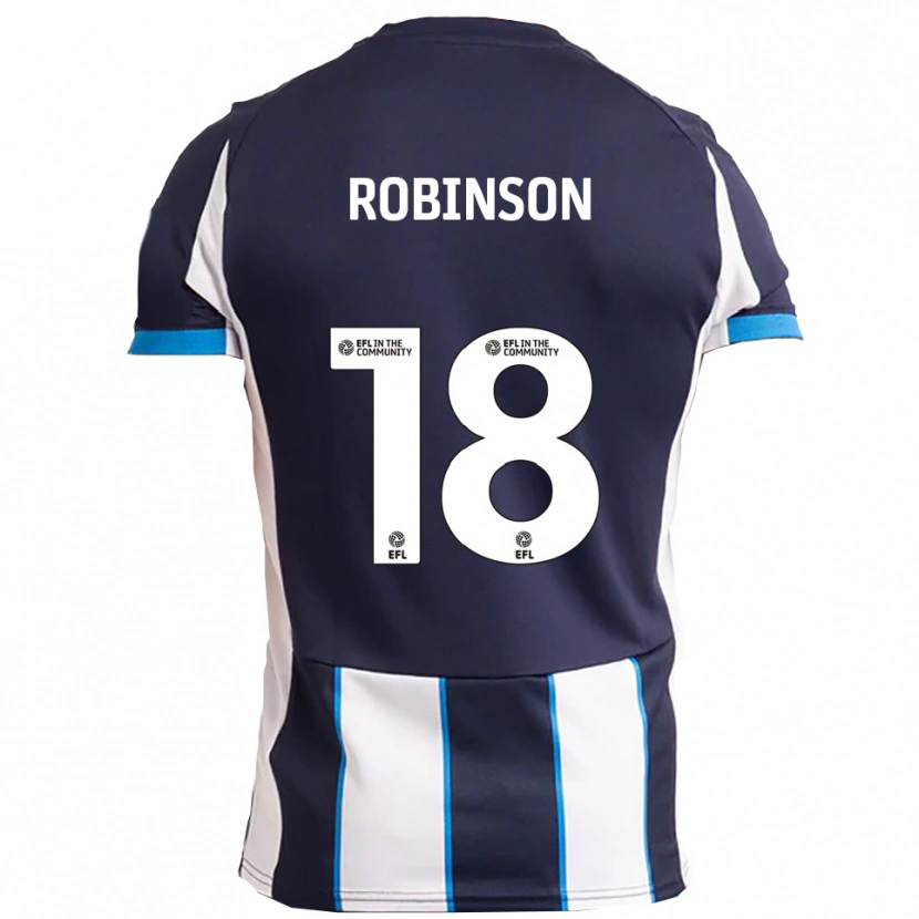 Danxen Børn Josh Robinson #18 Hvid Marineblå Udebane Spillertrøjer 2025/26 Trøje T-Shirt