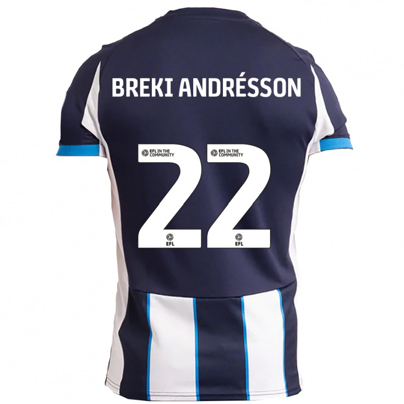 Danxen Børn Benoný Breki Andrésson #22 Hvid Marineblå Udebane Spillertrøjer 2025/26 Trøje T-Shirt