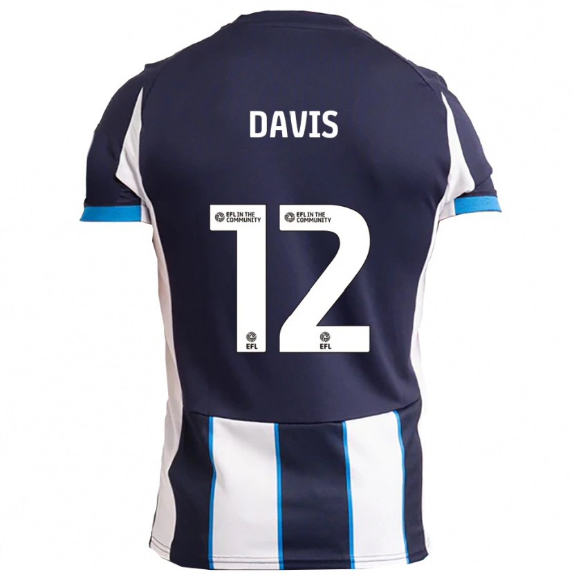Danxen Børn Archie Davis #12 Hvid Marineblå Udebane Spillertrøjer 2025/26 Trøje T-Shirt