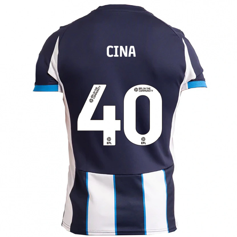 Danxen Børn Bruno Cina #40 Hvid Marineblå Udebane Spillertrøjer 2025/26 Trøje T-Shirt